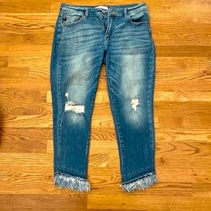 KanCan Cropped Frayed Jeans
